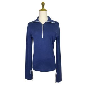 Abercrombie & Fitch Women’s Large Gym Issue 1/4 Zip Pullover Top Navy Y2K